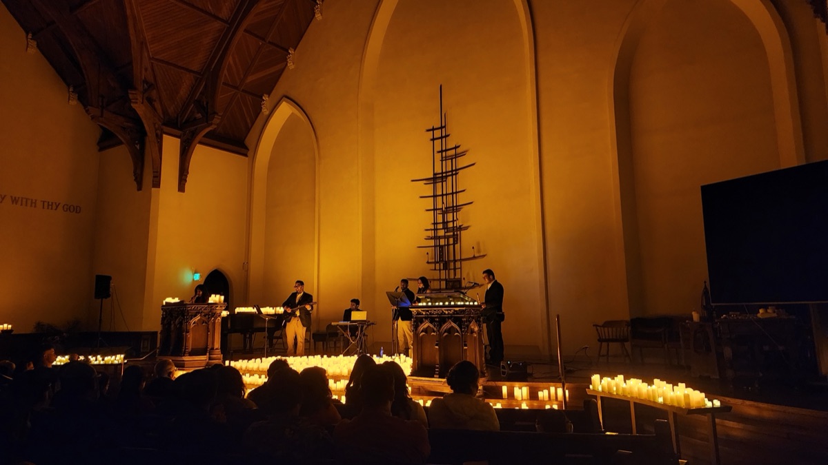 Artists performing on stage