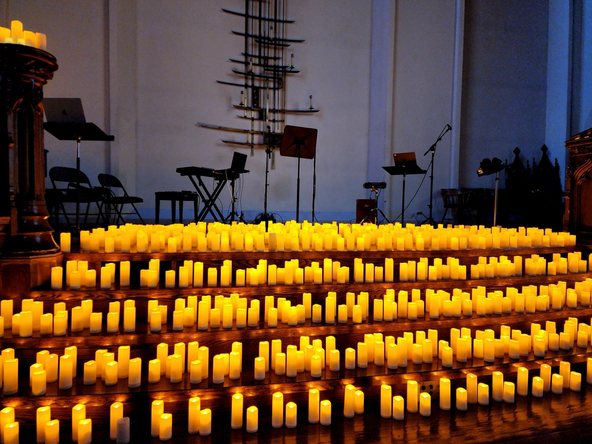 Candles on the altar steps